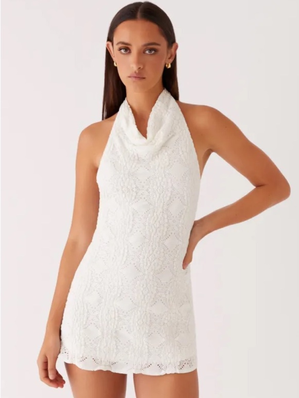 Peppermayo Camden Mini Dress White Lace Halter Open Back US 18 NWT Plus Size XXL